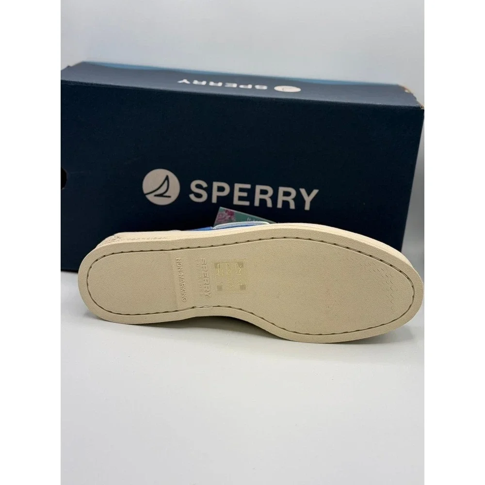 Sperry Top-Sider Authentic‎ Original Mens Cream Blue Leather Suede Boat Shoes